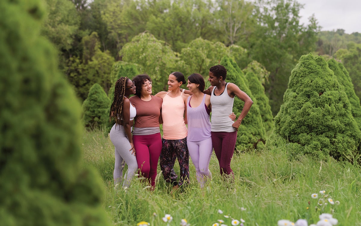 Group of women at the Kripalu Labyrinth in the Spring