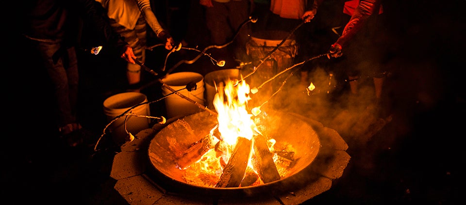 Roasting Marshmallows around a fire pit